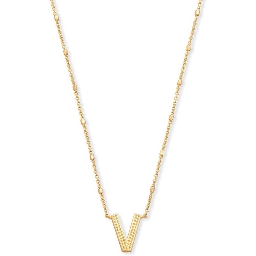 Letters V pendant necklace for women fashion jewelry 14k gold plated brass
